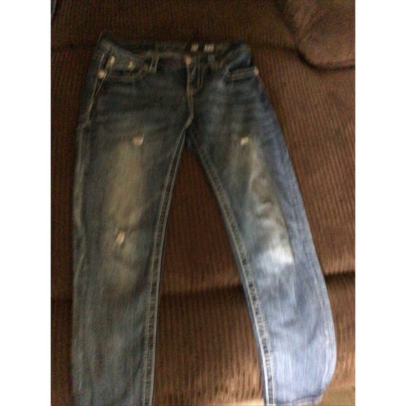 Miss Me Mid Rise Easy Crop Thick Stitch Embellished Jeans 25 - Picture 1 of 4